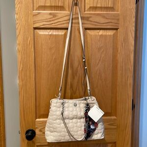 Anne Klein handbag tote beige three compartments one of which is zippered NWT